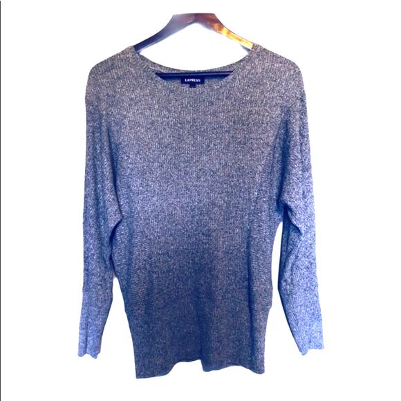 Express Shirt Ribbed Stretch Top Women’s XS Dolman Sleeve Gray Oversized - Picture 1 of 5